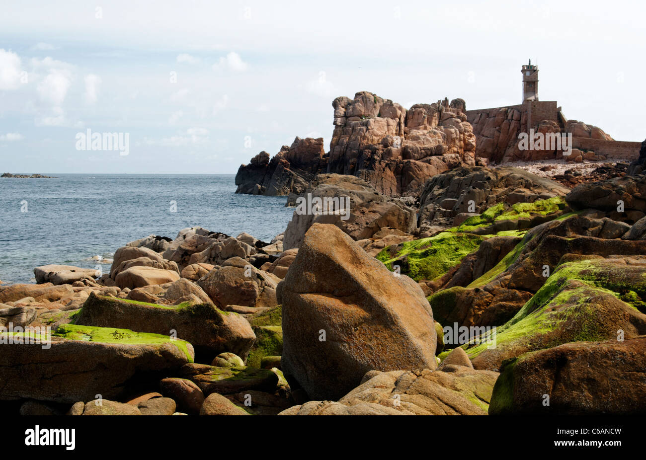 Paon phare, île de Bréhat (Côtes d'Armor, Bretagne, France). Banque D'Images