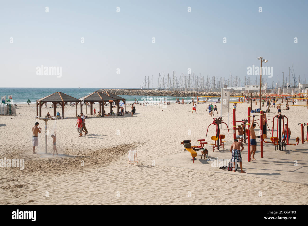 Plage, à Tel Aviv, Israël Banque D'Images