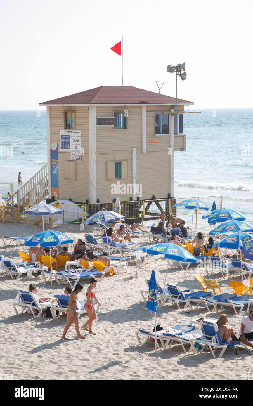 Plage, à Tel Aviv, Israël Banque D'Images