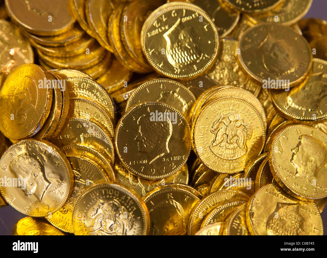 Pièces d'or à la foire de confiserie 2009 ISM, Cologne, Allemagne Banque D'Images