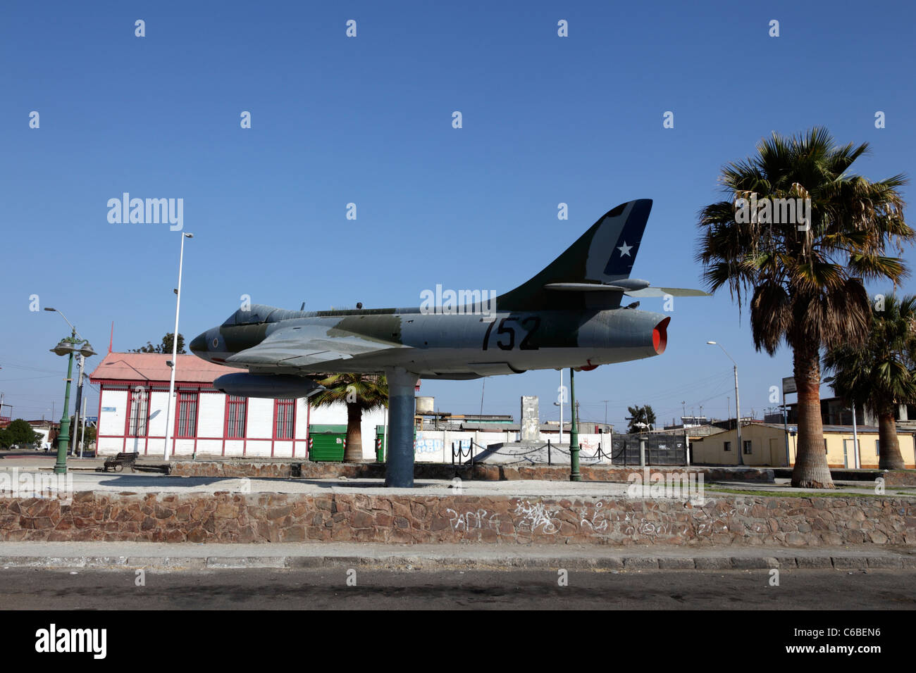Hawker Siddeley Hunter avion de chasse à réaction à plaza, Mejillones, Región de Antofagasta, Chili Banque D'Images