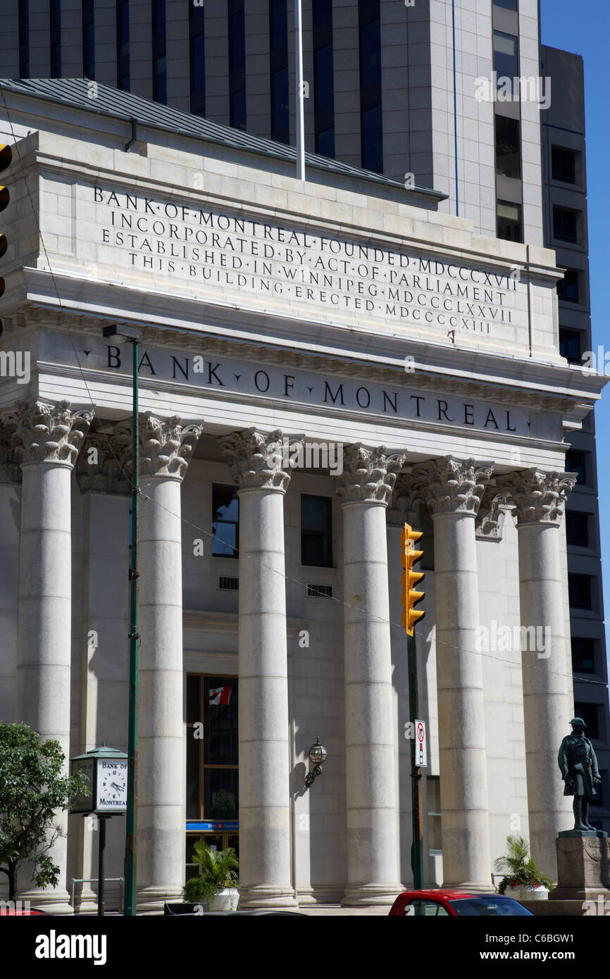 Édifice de la Banque de Montréal à la jonction de l'avenue Portage et de la rue principale au centre-ville de Winnipeg Manitoba canada Banque D'Images