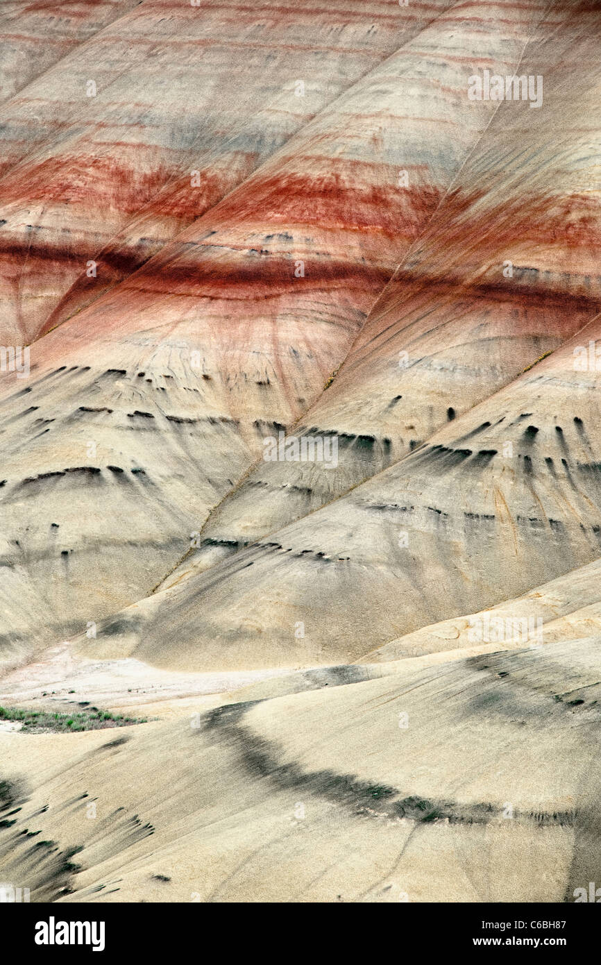 Les dépôts de cendres coloré des bandes de mettre en lumière l'Oregon est peint Hills et le John Day Fossil jumeaux National Monument. Banque D'Images