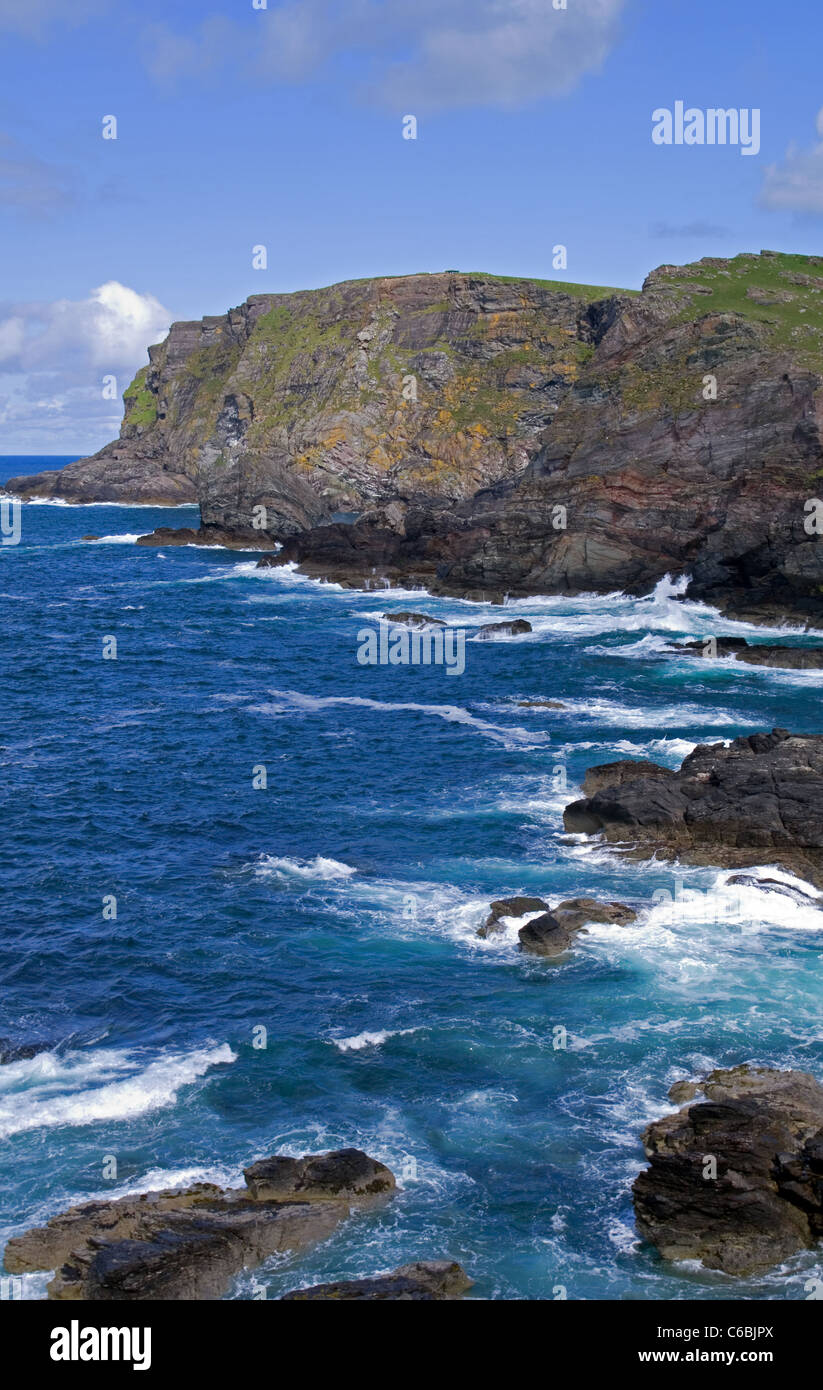 Falaises à Faraid Head, au-delà de Balnakeil Bay, Durness, Sutherland de la Côte Nord, les Highlands écossais, Ecosse, Royaume-Uni Banque D'Images