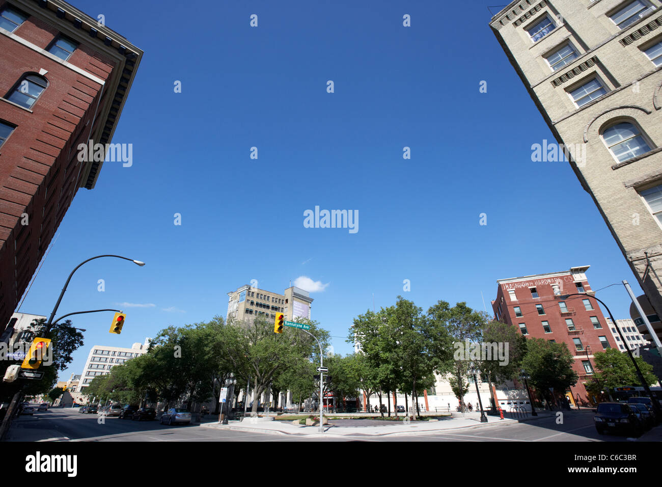 La place du vieux marché dans le quartier de la bourse du centre-ville de Winnipeg Manitoba canada Banque D'Images