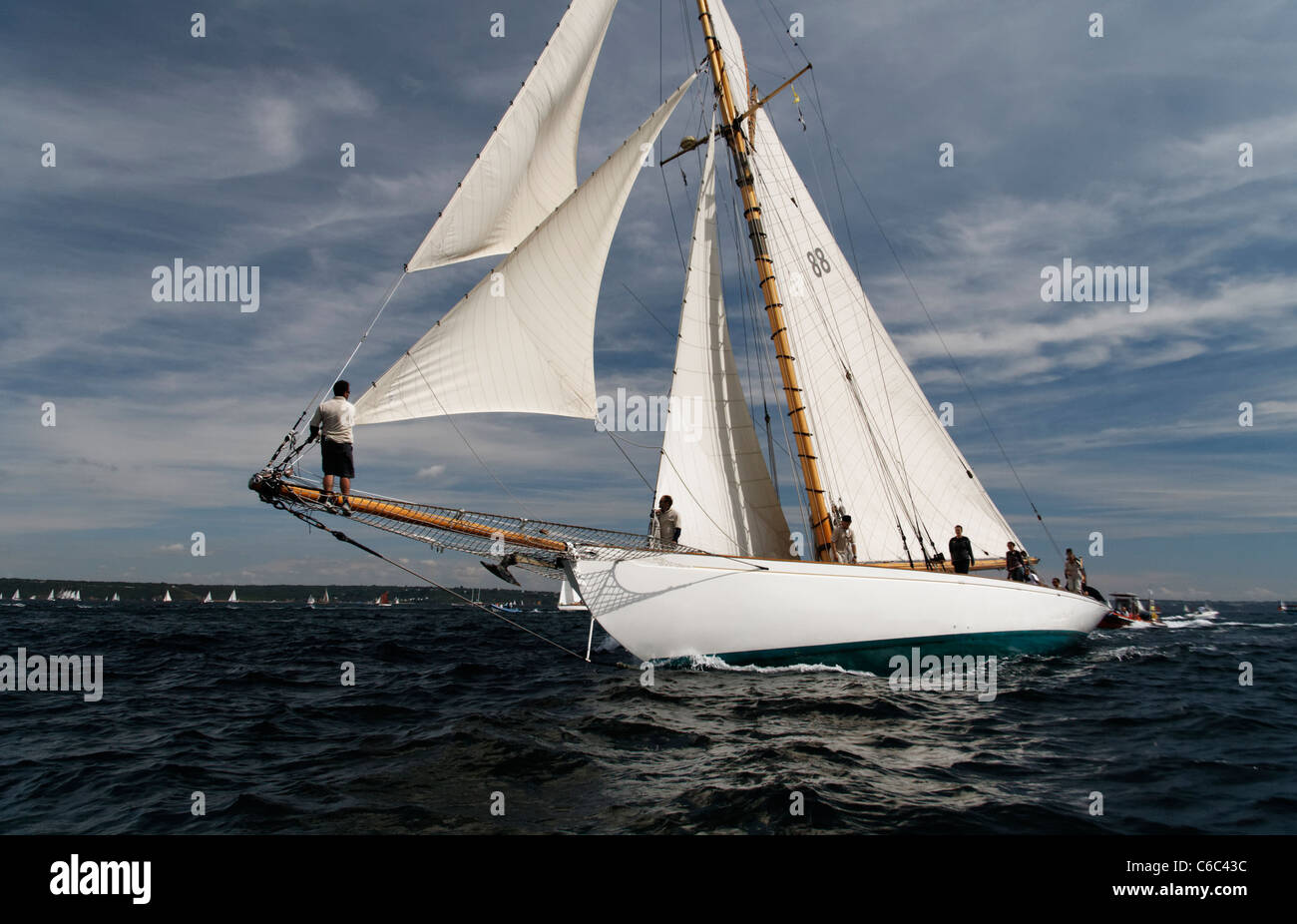 De Fife Moonbeam III, classic yacht, gaff yawl (William Fife), festival maritime, Brest (Bretagne, France). Banque D'Images