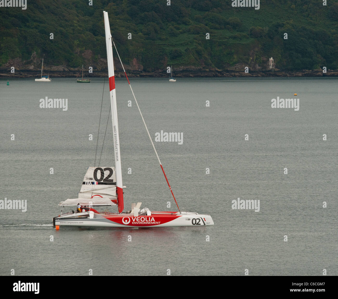 Fastnet location quitter Plymouth après avoir remporté la course. Banque D'Images