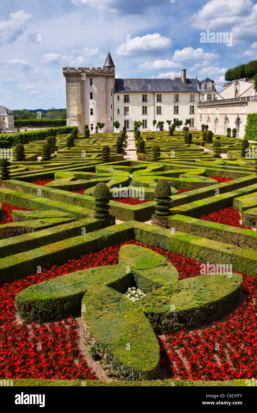 Chateau Villandry, vallée de la Loire, l'amour des jardins, Indre et Loire, France, l'Europe en été Banque D'Images