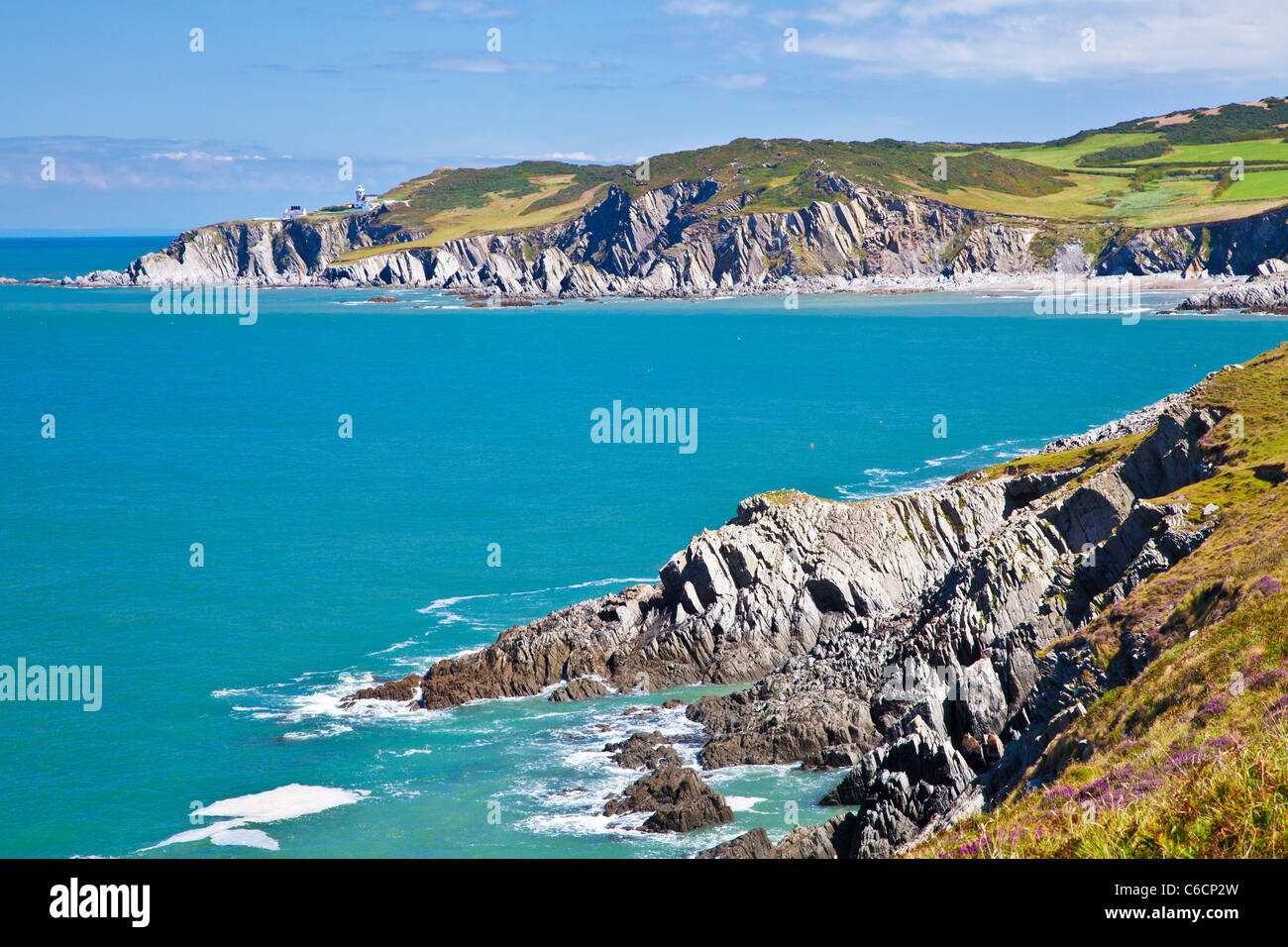 Vue sur la côte nord du Devon à Rockham Bay et Bull Point, près de Woolacombe et Morthoe, Devon, England, UK Banque D'Images