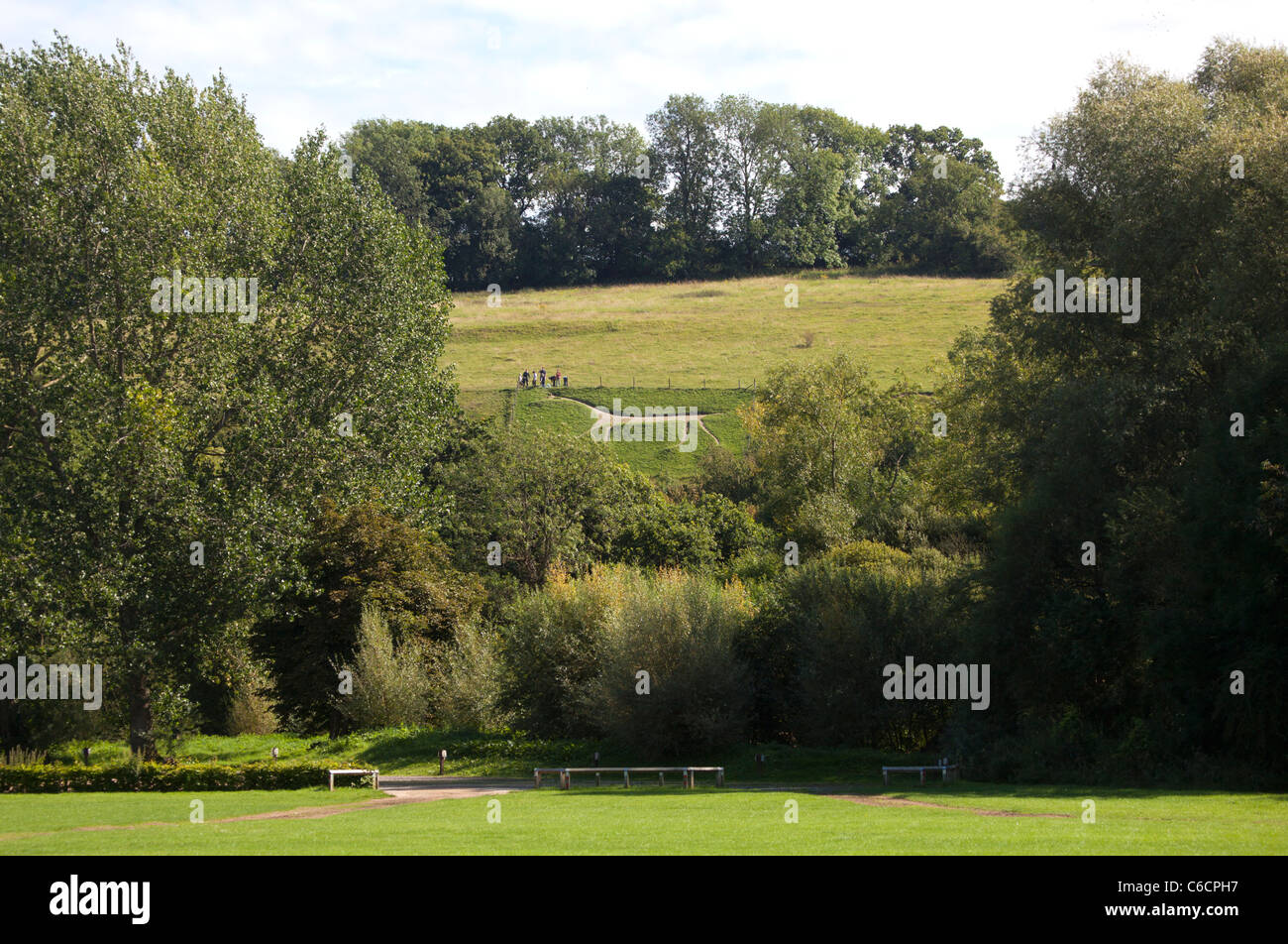 Vue de Marlborough Wiltshire Preshute Cheval Blanc Banque D'Images
