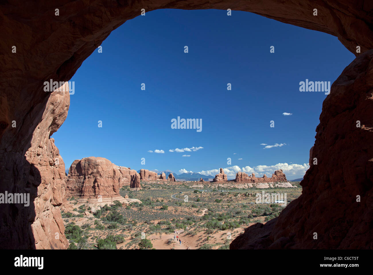 Moab, Utah - Le point de vue de la double arche à Arches National Park. Banque D'Images