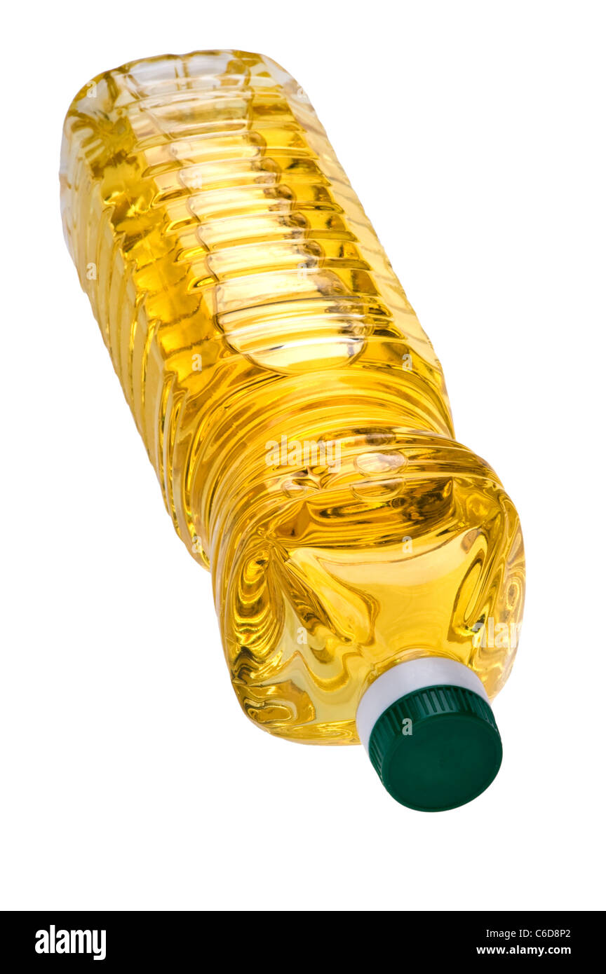 Objet sur blanc - bouteille d'huile close up Banque D'Images