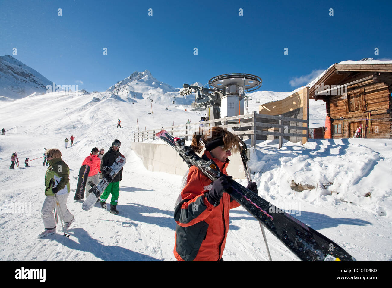 Hintertuxer Gletscher suis Skifahrer, skieur au glacier de Hintertux Banque D'Images