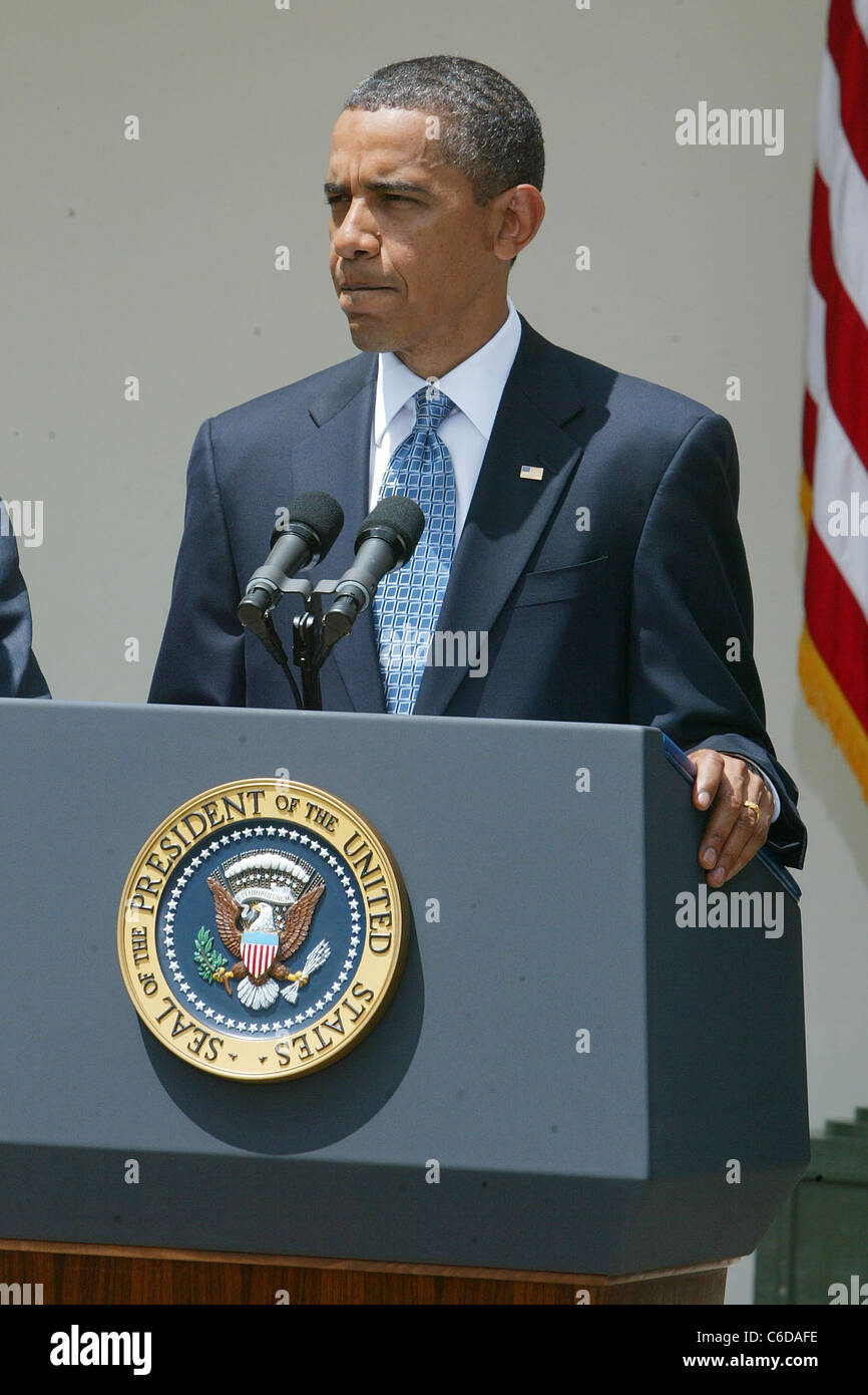 Le président Barack Obama dévoile les enquêtes civiles et pénales dans le déversement de pétrole du Golfe du Mexique Washington DC, USA - Banque D'Images