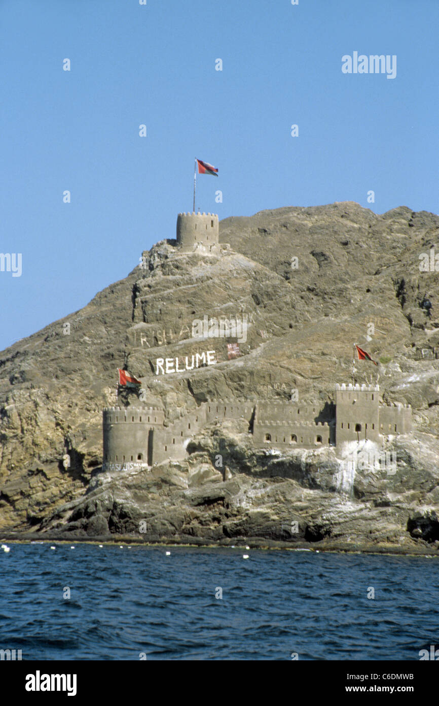 Blick vom Meer auf die, Festungsanlage Al Jalali, Muscat, forteresse, Al Jalali, vieille ville, Muscat, Banque D'Images