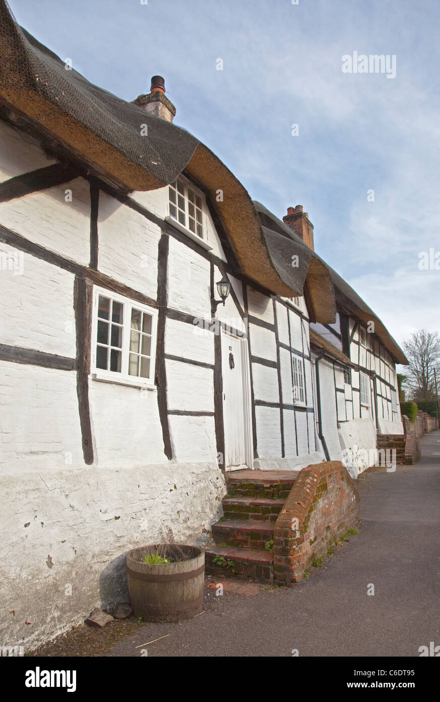 Cottages en Micheldever, Hampshire, Angleterre Banque D'Images