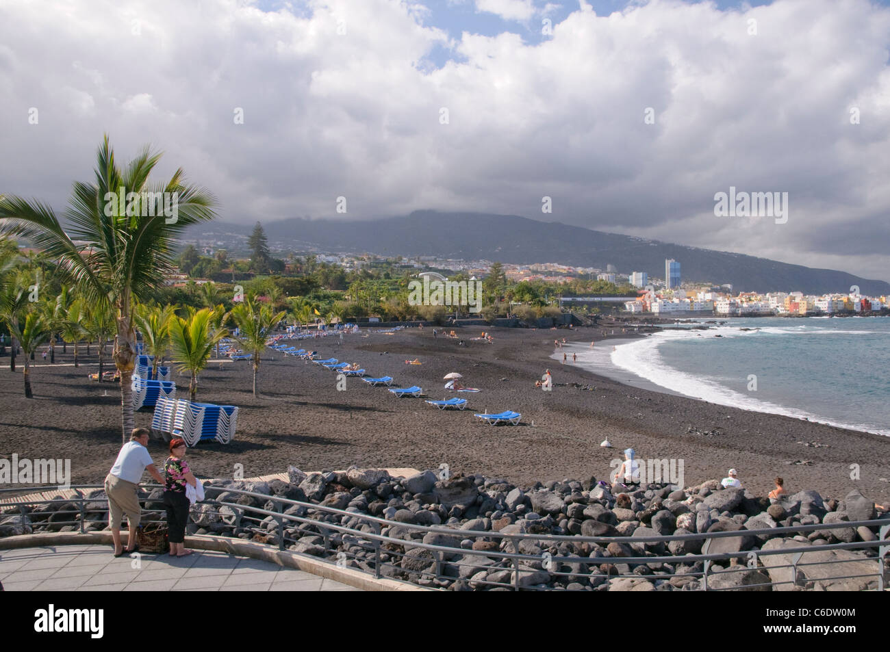 Playa Jardin, Puerto de la Cruz, Tenerife, Canaries, Espagne, Europe Banque D'Images