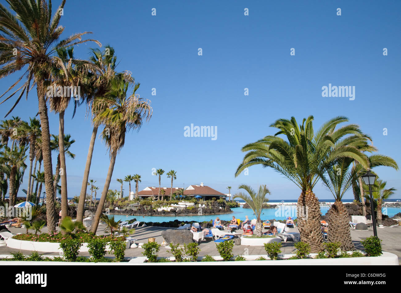Lago de Martianez, piscine d'eau de mer, Puerto de la Cruz, Tenerife, Canaries, Espagne, Europe Banque D'Images