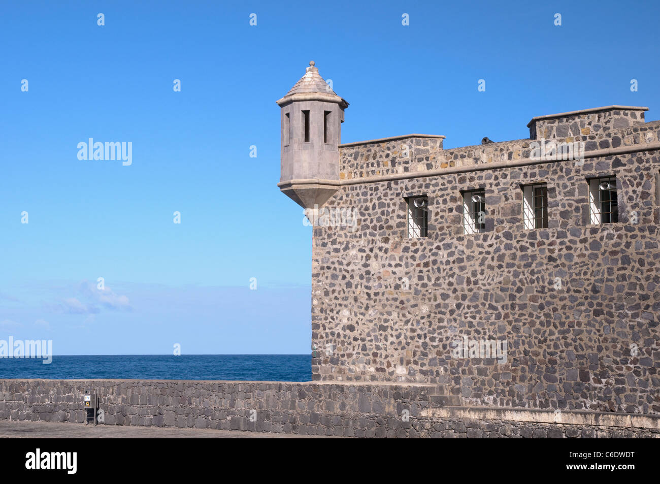 Mur fortifié de la Plaza Europa, Puerto de la Cruz, Tenerife, Canaries, Espagne, Europe Banque D'Images