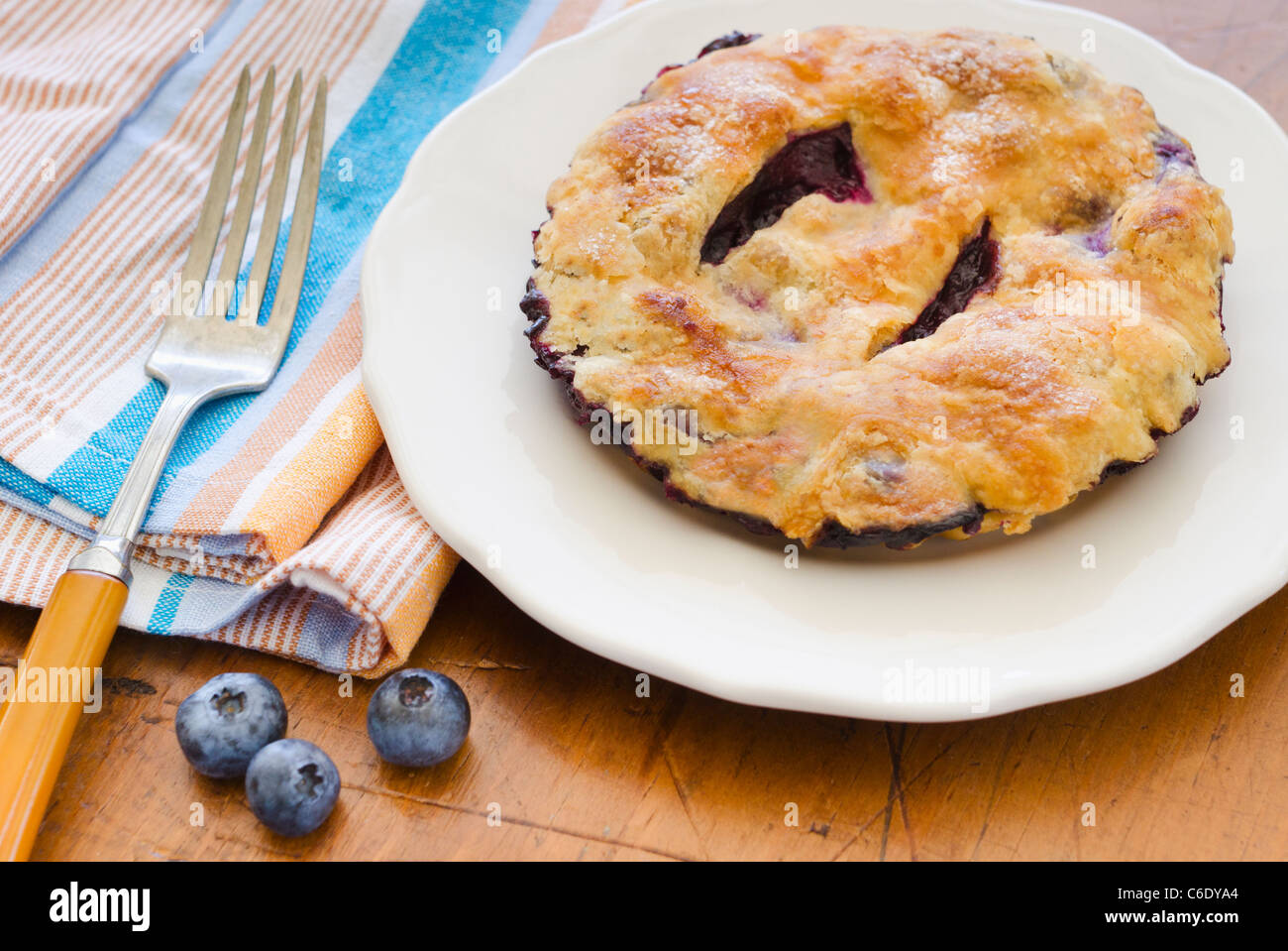 Tarte aux myrtilles maison faite avec des bleuets Banque D'Images