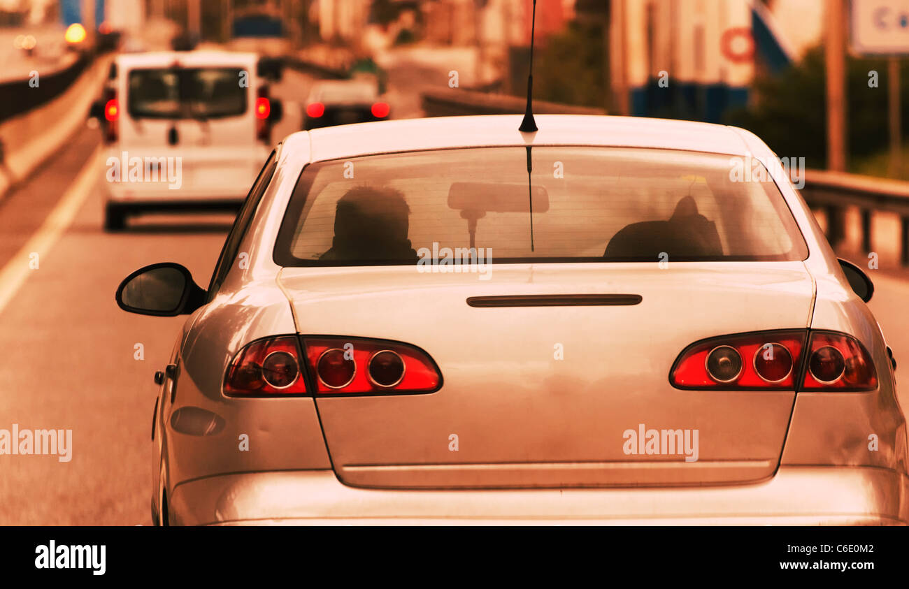 La circulation à proximité de Marbella, Province de Malaga, Costa del Sol, Espagne. Banque D'Images