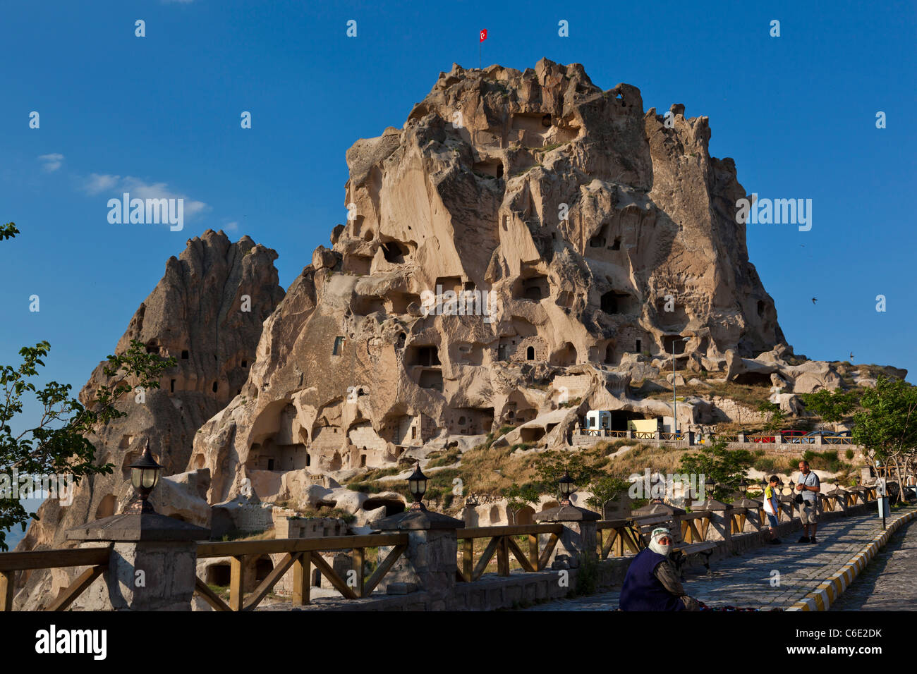 Grottes troglodytiques et vieux château de rocher à Uchisar, Cappadoce, Turkeyrock citadelle château d'Uchisar Cappadoce Turquie Banque D'Images