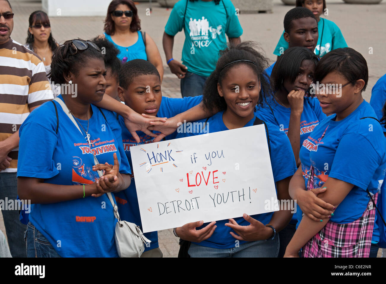 Anti-Violence jeunesse Mars à Detroit Banque D'Images