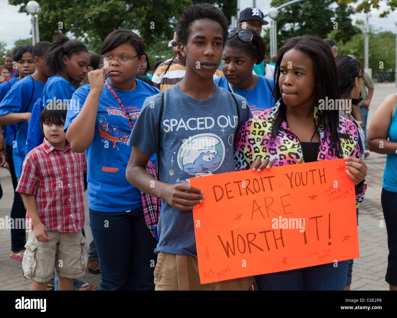 Anti-Violence jeunesse Mars à Detroit Banque D'Images