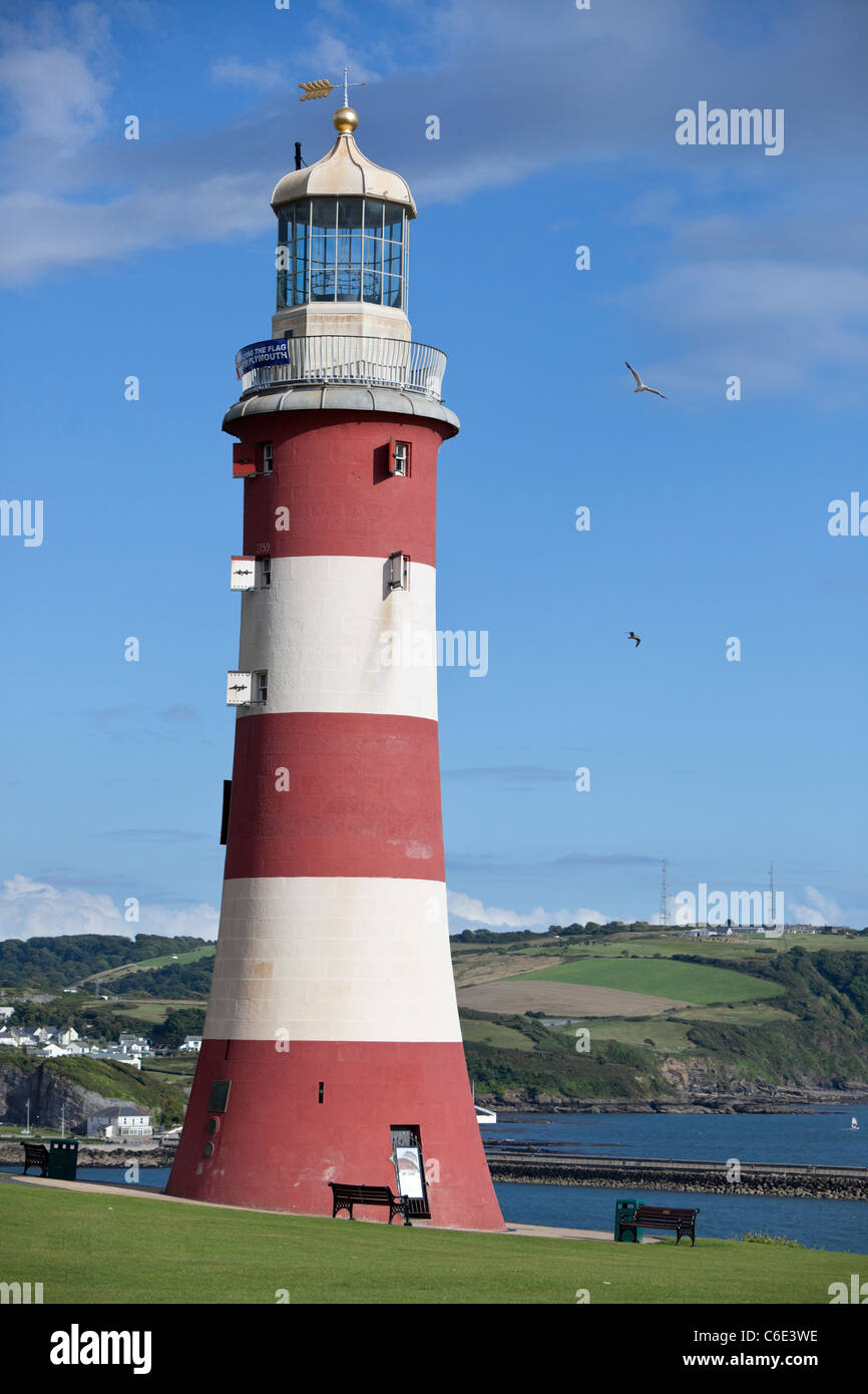 Smeaton's Tower against blue sky, Plymouth, Devon, Angleterre, RU, FR Banque D'Images