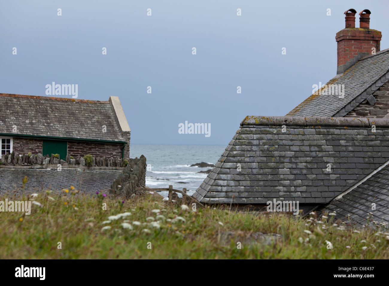 Des toits à Wembury Beach, Devon, England, UK, FR Banque D'Images
