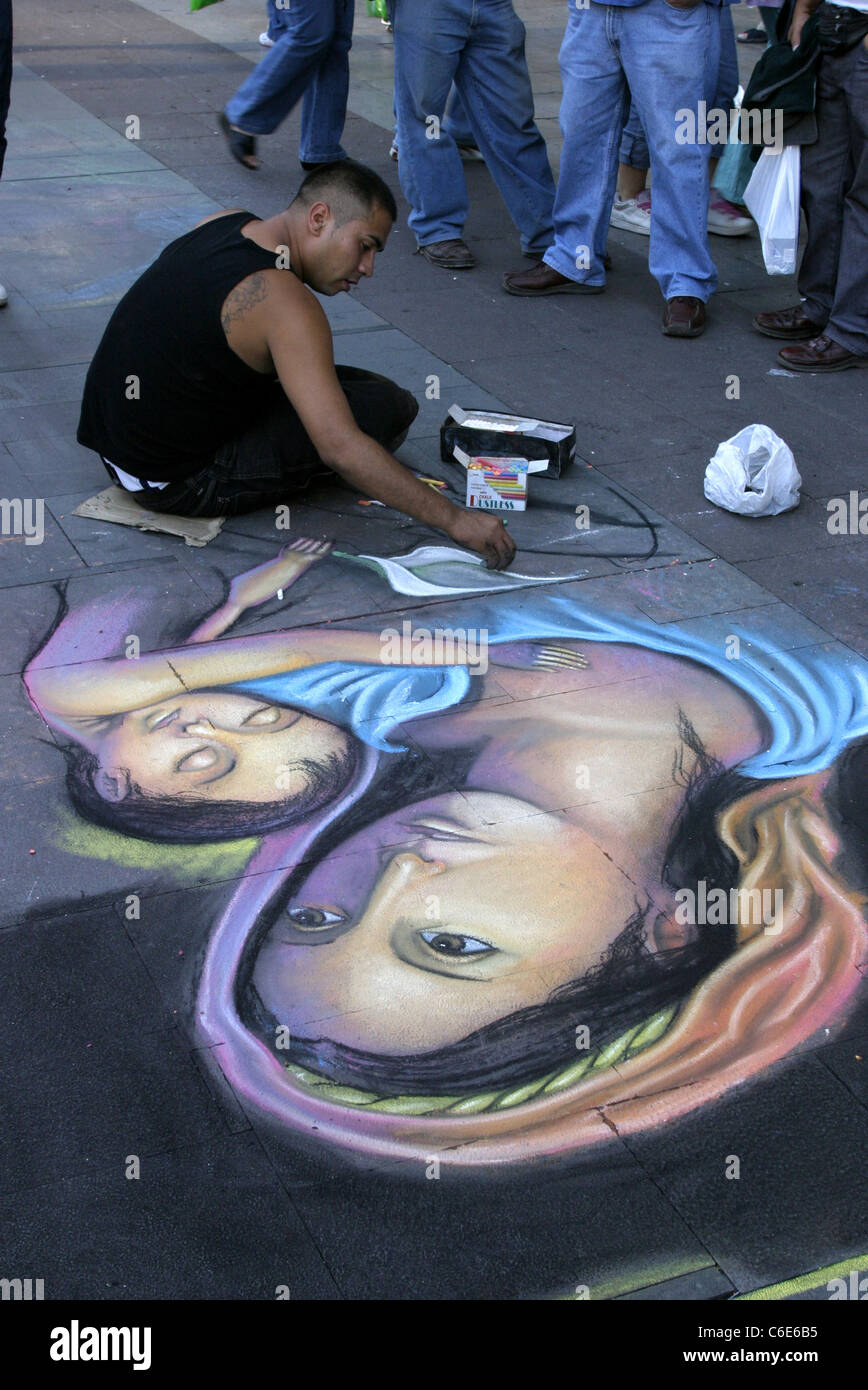 Santiago artiste de rue dans la Plaza de Armas. Santiago, Chili, Amérique du Sud Banque D'Images
