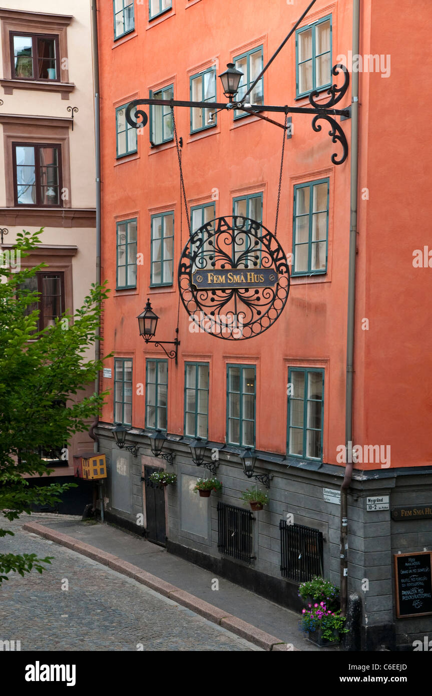 Restaurant 'Fem Sma Hus' (cinq petites maisons) à Gamla Stan, Stockholm Banque D'Images