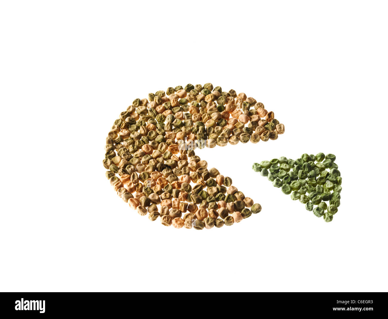 Studio shot of Graphique de graines de pois sur fond blanc Banque D'Images