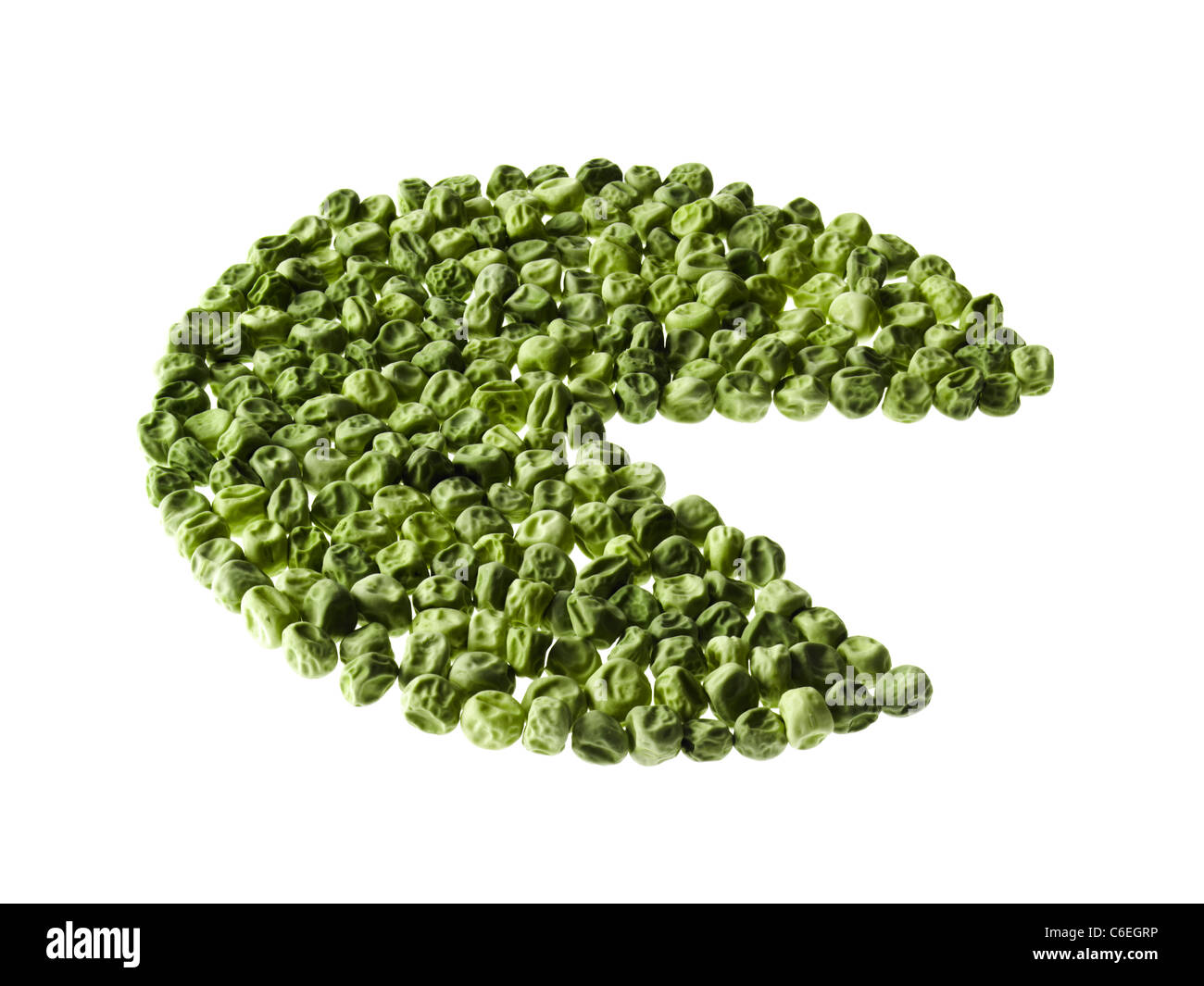 Studio shot of Graphique de graines de pois sur fond blanc Banque D'Images