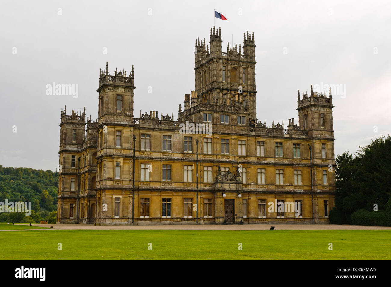 Château de Highclere, Hampshire ; l'emplacement pour la BBC drama 'Downton Abbey' Banque D'Images