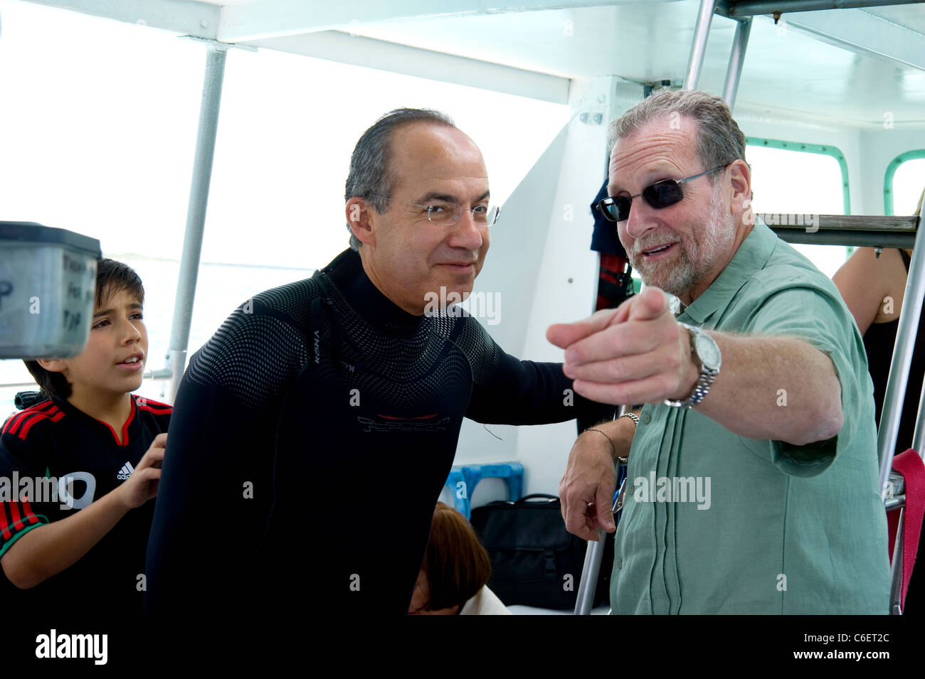Le Président Felipe Calderon du Mexique avec Peter Greenberg Banque D'Images