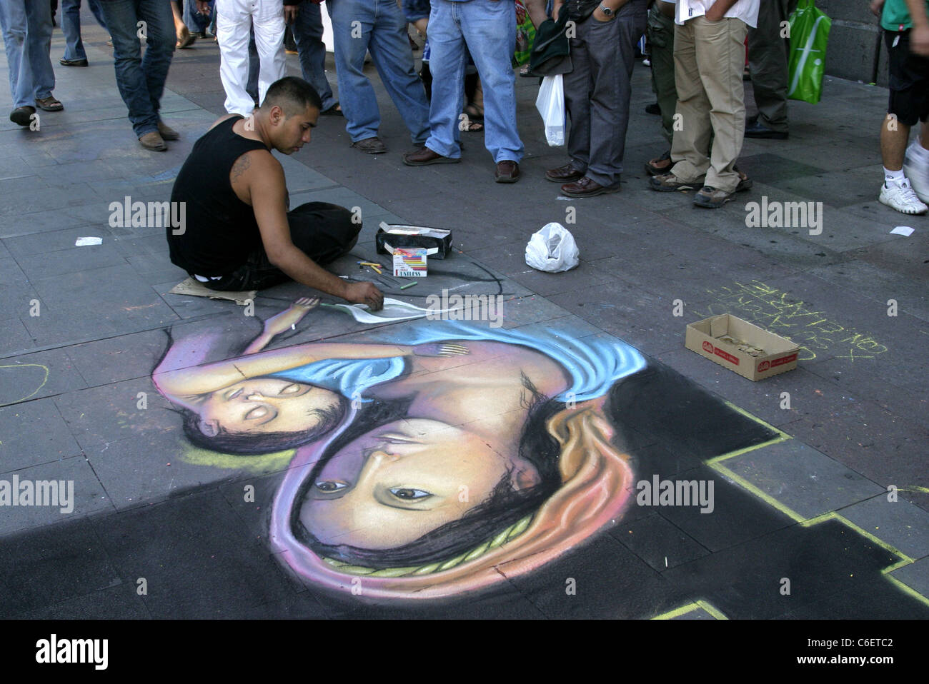 Santiago artiste de rue dans la Plaza de Armas à Santiago. Banque D'Images