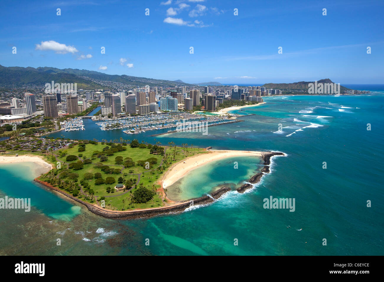 Magic island, Waikiki, Honolulu, Oahu, Hawaii Banque D'Images