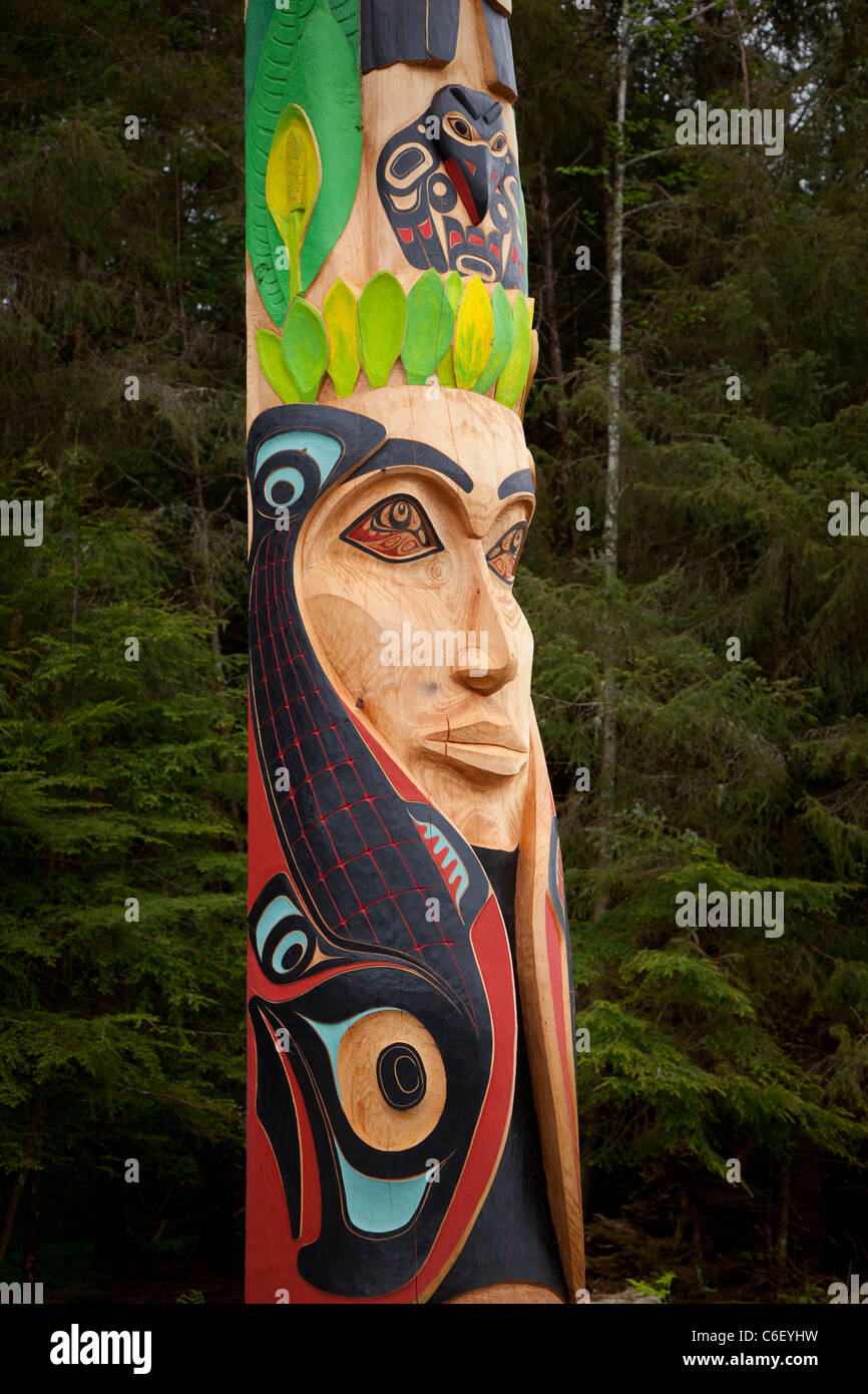 Parc historique national de Sitka, Totem Park, Sitka, Alaska Banque D'Images