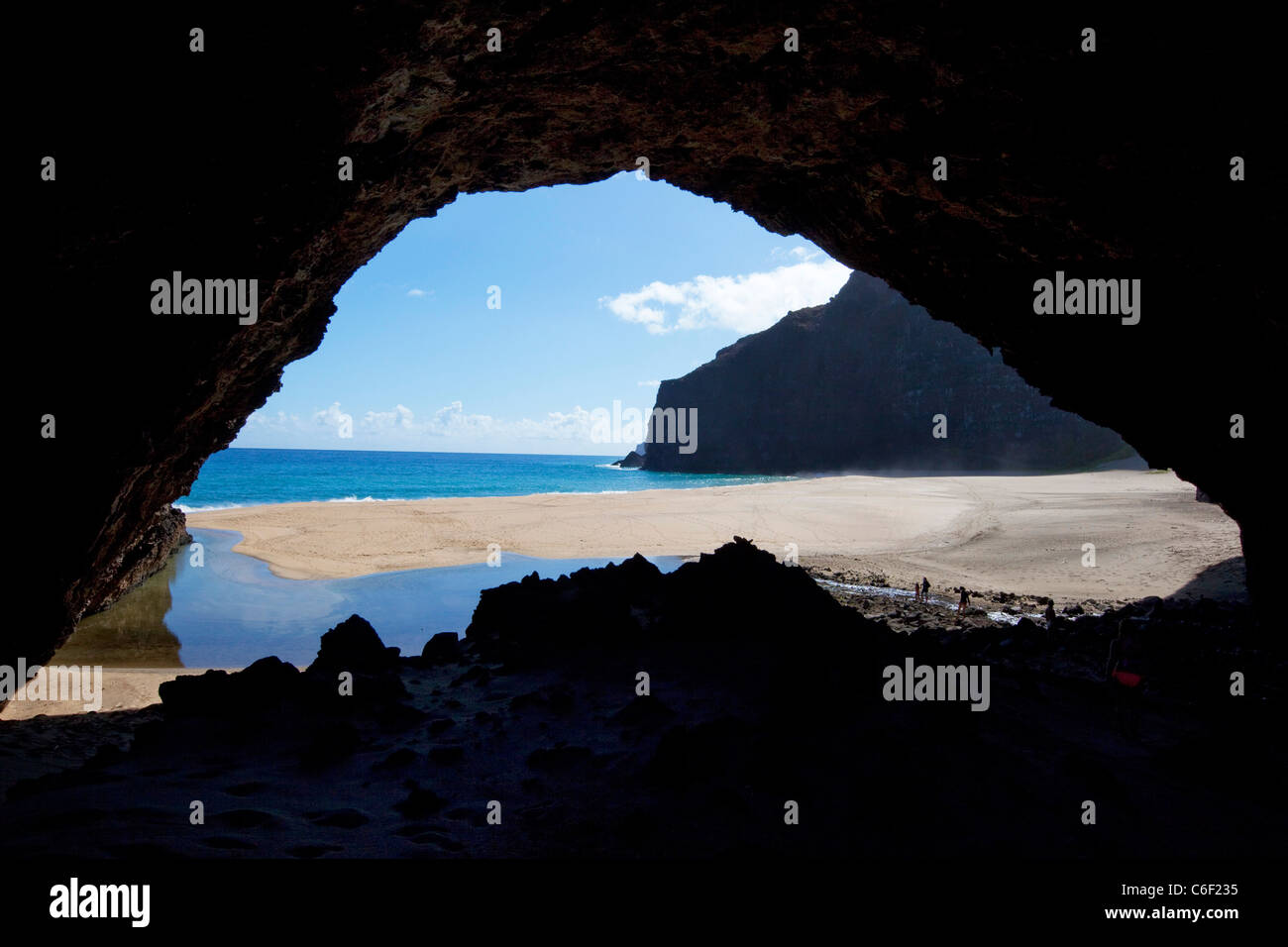 Passage de la mer, plage, côte Napali Honopu, Kauai, Hawaii Banque D'Images
