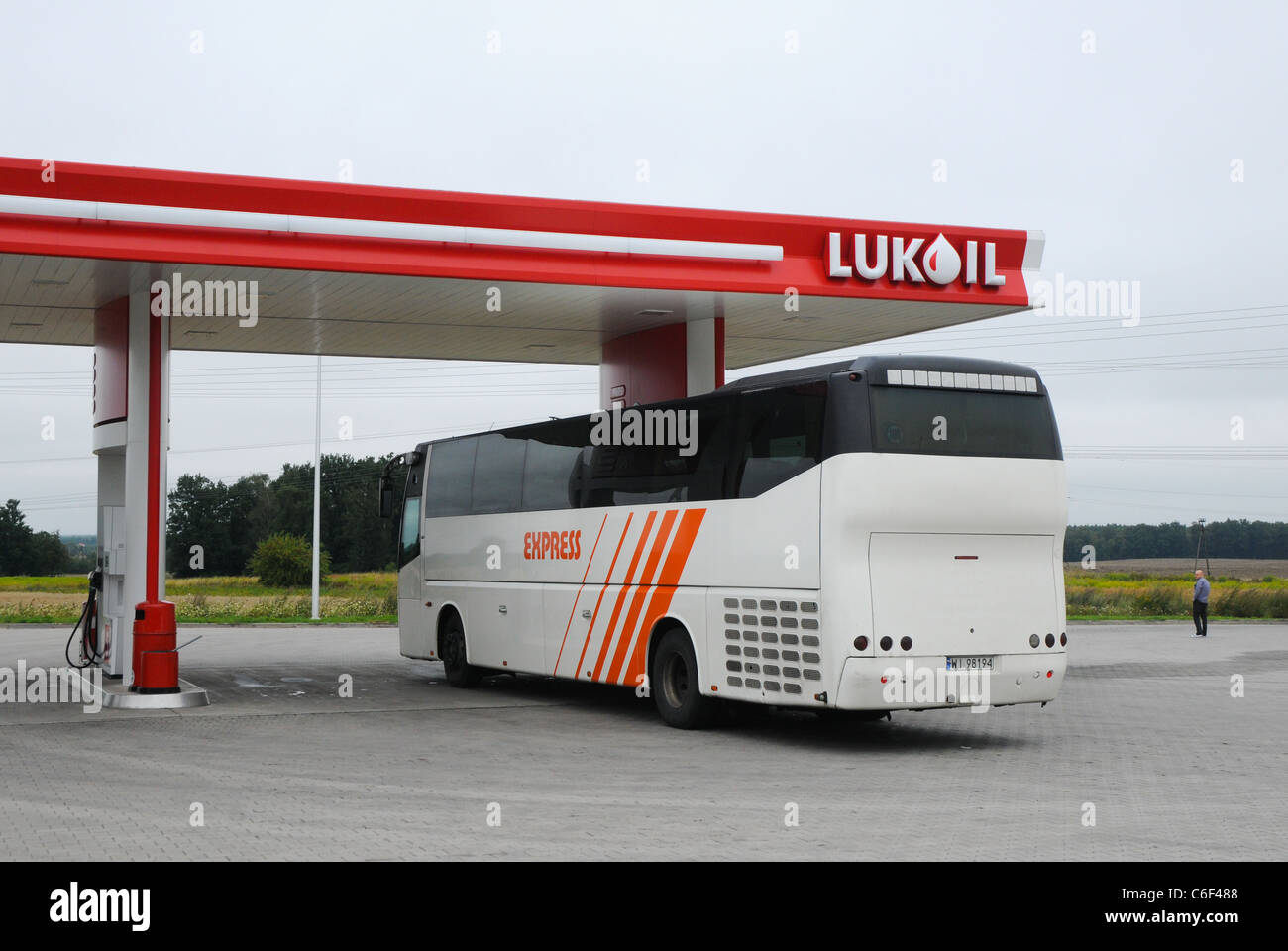 Station essence LUKoil en Pologne Banque D'Images