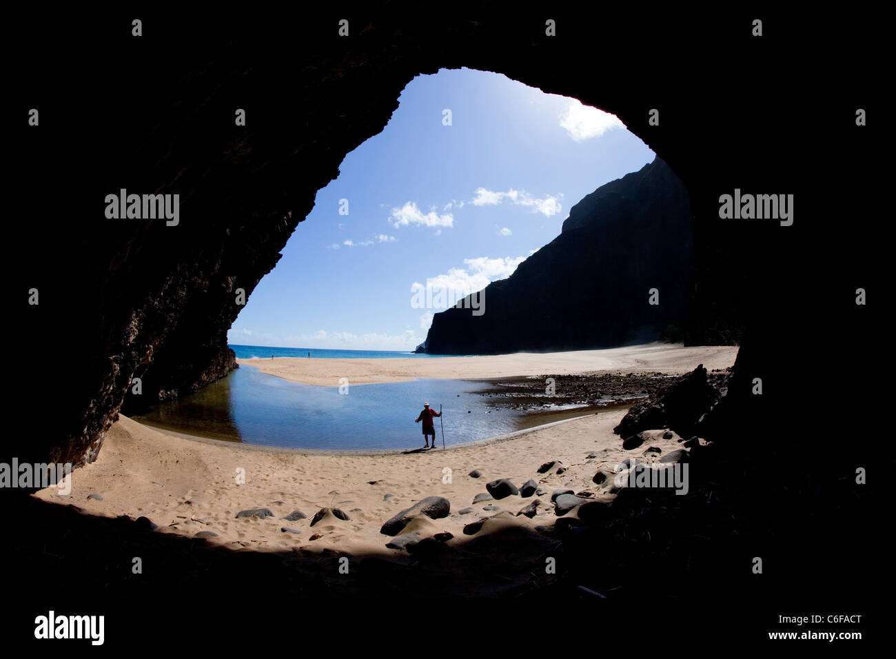 Passage de la mer, plage, côte Napali Honopu, Kauai, Hawaii Banque D'Images