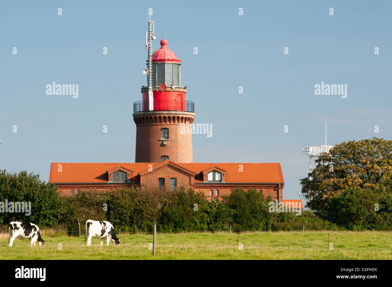 Bütgenbacher Hof phare, mer Baltique, Mecklenburg-Vorpommern, Allemagne Banque D'Images