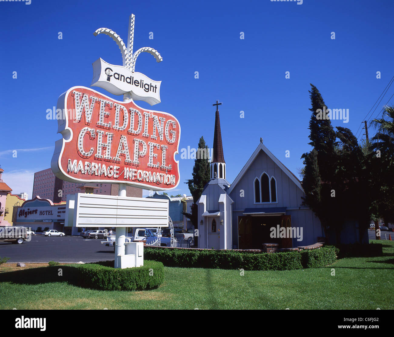 Chapelle de Mariage aux chandelles, Las Vegas Boulevard, Las Vegas, Nevada, United States of America Banque D'Images