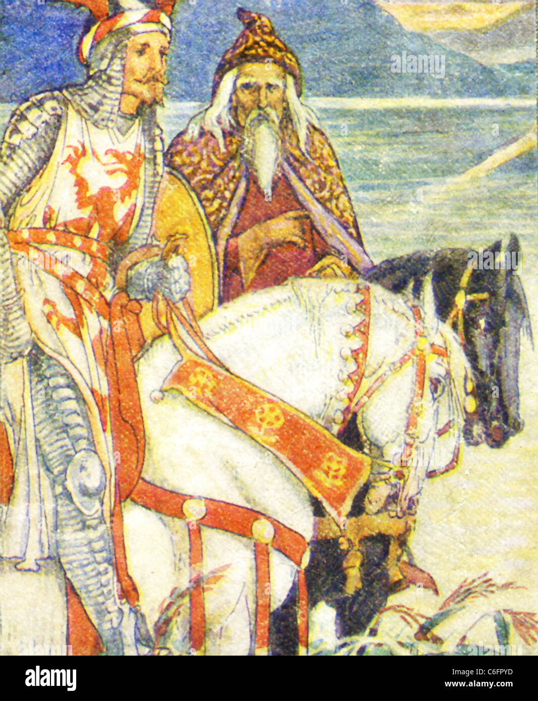Dans la légende arthurienne, un vaste ensemble d'histoire médiévale que les centres sur le roi Arthur de Bretagne, Merlin était le grand magicien de la cour. Banque D'Images