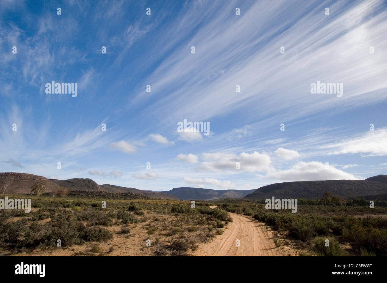 Paysage d'Afrique du Sud avec des nuages Banque D'Images