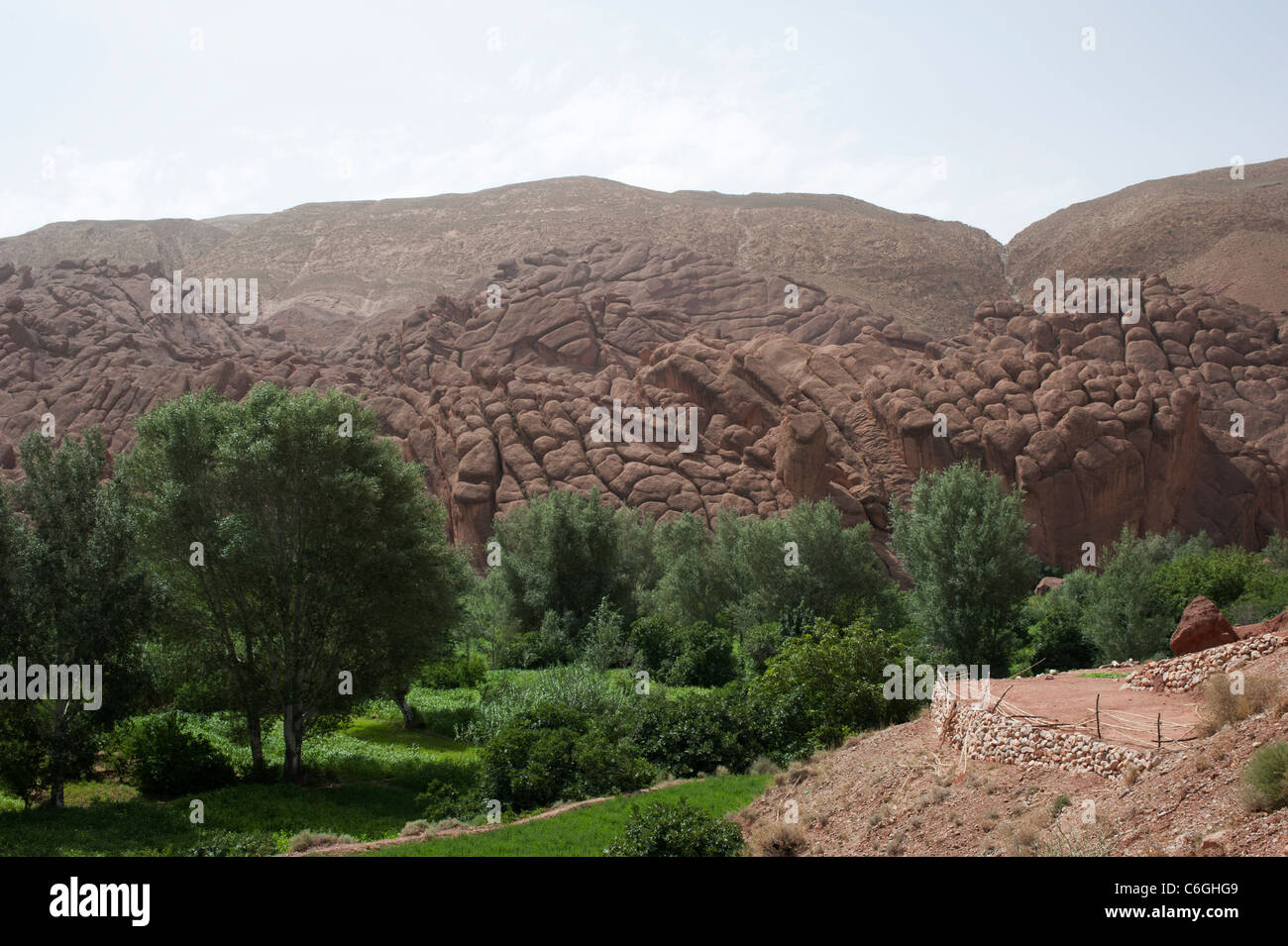 Les gorges du Dadès, Tamnalt, Maroc, montrant l'étrange d'érosion appelé 'le corps rocks Banque D'Images