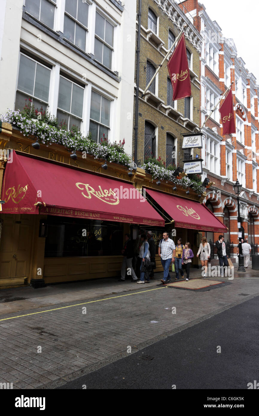 Restaurant règles est le plus ancien restaurant à Londres, établir à la fin du xviiie siècle. Banque D'Images