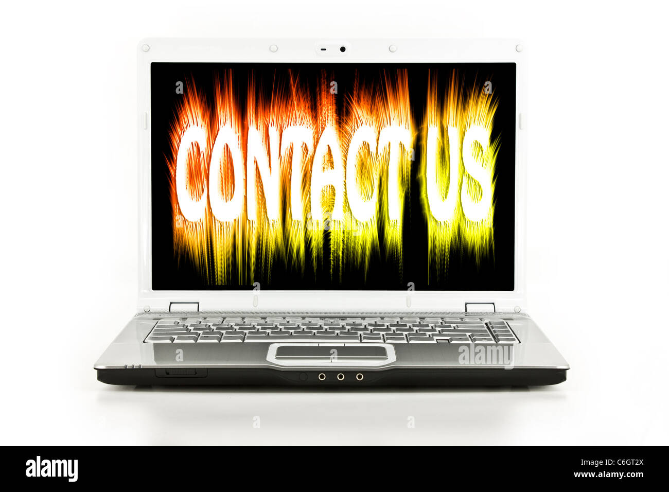 Contactez-nous message sur un ordinateur portable / ordinateur portable écran isolated on white Banque D'Images