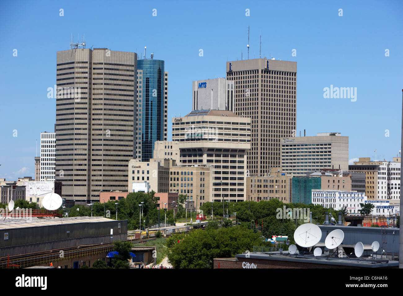 Vue sur le quartier financier skyline Winnipeg Manitoba Canada Banque D'Images